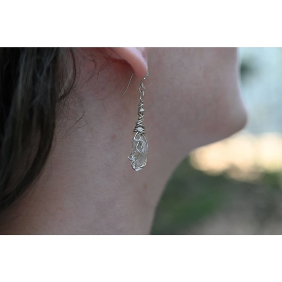 Large Dangle Earrings, Wire Wrapped Earrings, sterling silver, Gift for … - Picture 4 of 8